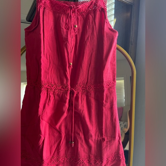 NWT 100% Cotton Chaudry Magenta Boho Midi Dress with Beaded Tassels Size Small - Picture 5 of 6